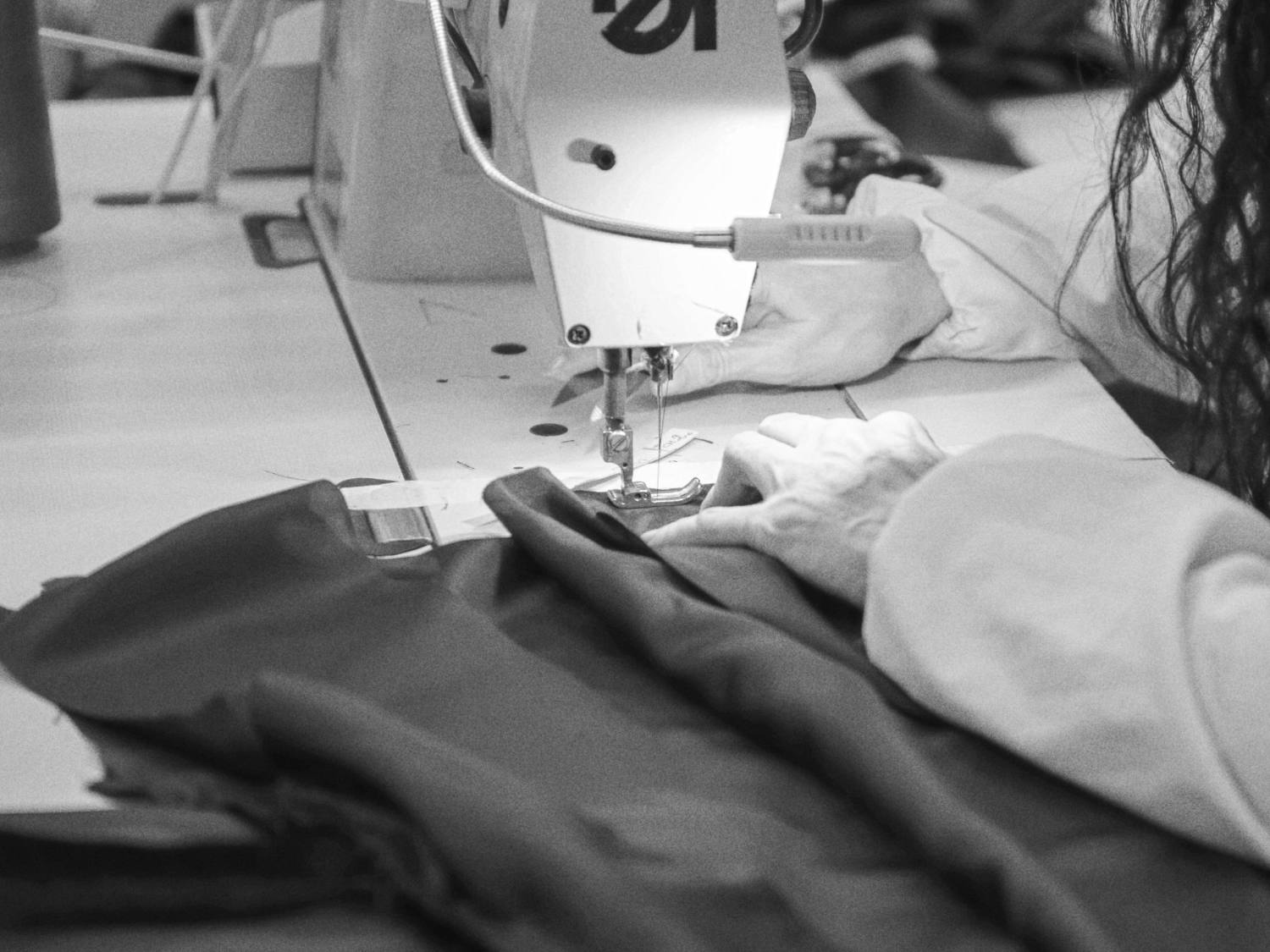 Stitching a lining at the machine